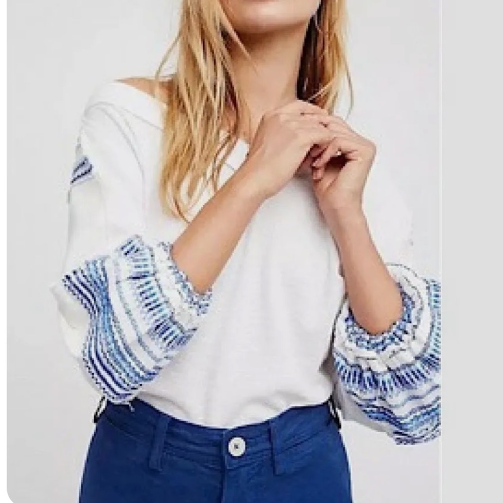 Free people top Blue White M